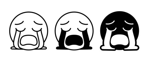 Unhappy Face Crying Tear Icon Vector Sign Symbol Logo Illustration — Stock Vector