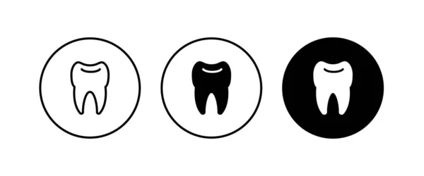 歯のアイコン 歯科アイコンの歯科ケア要素ボタン ベクトル シンボル イラスト 編集可能なストローク 白に隔離されたフラットデザインスタイル — ストックベクタ