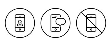 Telefon ikonu. Mobil, Yardım Hattı, Akıllı Telefon simgeleri düğmesi, vektör, işaret, logo, illüstrasyon, düzenlenebilir vuruş, düz tasarım biçimi beyaz doğrusal pictogram üzerinde izole edilmiş