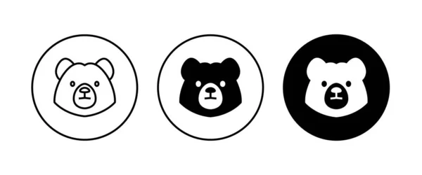 グリズリー クマやホッキョクグマの頭の顔のアイコンボタン ベクトル イラスト 編集可能なストローク 白に隔離されたフラットデザインスタイル — ストックベクタ