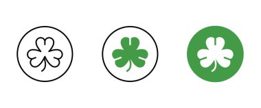 Yonca ikonu. Ağaç folyosu. Beyaz yonca yaprağı İrlanda 'nın sembolüdür. Renkli vektör çizimi. İzole edilmiş arka plan. Üç yaprak. Aziz Patrick Günü. Yeşil bitki