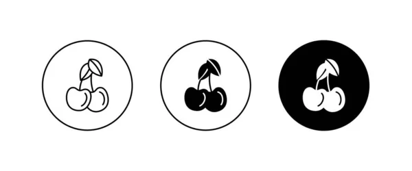 チェリーラインアイコンベクトルフルーツイラスト健康的なフレッシュさくらんぼのシンボルロゴイラスト編集可能なストローク白に隔離されたフラットデザイン — ストックベクタ