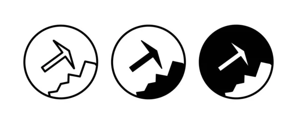 Gruvverktyg Hacka Gruva Hammare Ikon Tecken Symbol Logotyp Illustration Redigerbar — Stock vektor