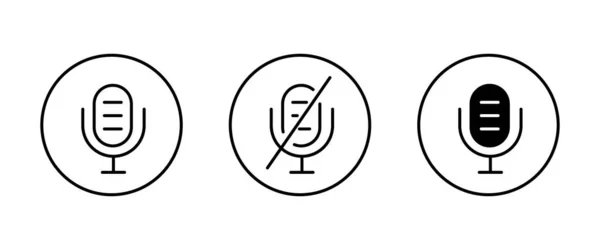 Botón Iconos Micrófono Vector Signo Símbolo Logotipo Ilustración Carrera Editable — Vector de stock
