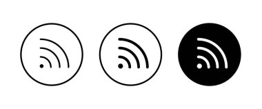 WIFI simge seti, kablosuz internet Wi Fi simgeleri, düğme, vektör, işaret, sembol, logo, illüstrasyon, düzenlenebilir vuruş, düz tasarım biçimi beyaz çizgisel piktogramda izole edildi