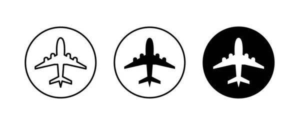 飞机旅行 飞机飞行图标按钮 可编辑笔划 白色线形象形文字隔离的平面设计风格 — 图库矢量图片
