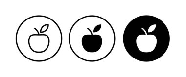 Elma vektör simgesi. Elma meyve simgeleri düğmesi, vektör, işaret, sembol, logo, illüstrasyon, düzenlenebilir vuruş, düz tasarım biçimi beyaz çizgisel piktogram üzerinde izole edilmiş