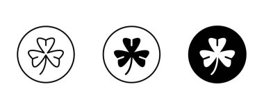 Yonca ikonu. Ağaç folyosu. Beyaz yonca yaprağı İrlanda 'nın sembolüdür. Renkli vektör çizimi. İzole edilmiş arka plan. Üç yaprak. Aziz Patrick Günü. Yeşil bitki