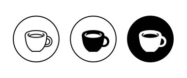 Bir fincan kahve, kupa, çay ikonu Sıcak içecek ikonu simgeleri düğmesi, vektör, işaret, sembol, logo, illüstrasyon, düzenlenebilir vuruş, düz tasarım şekli beyaz çizgisel piktogramda izole edilmiş.