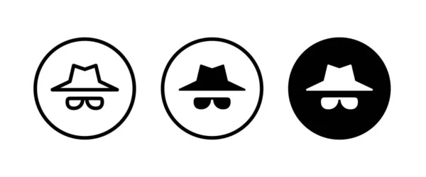 Avatar Man Hat Icons Agent Secret Service Spy Man Ikona — Wektor stockowy