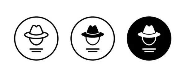 Avatar Man Hat Icons Agent Secret Service Spy Man Ikona — Wektor stockowy