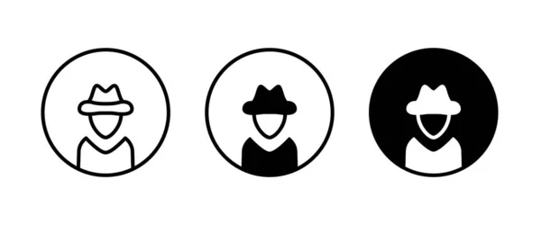 Avatar Man Hat Icons Agent Secret Service Spy Man Ikona — Wektor stockowy