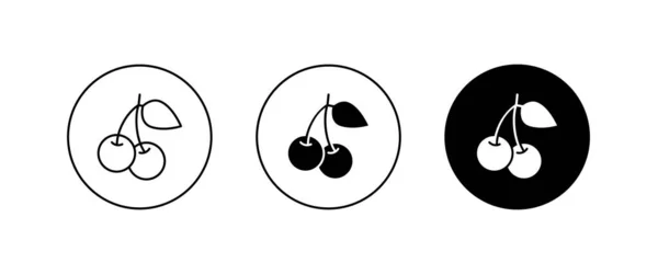 Körsbärslinje Ikon Vektor Frukt Illustration Färska Friska Körsbär Symbol Logotyp — Stock vektor