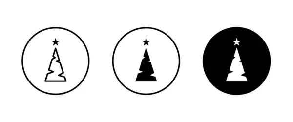 Χριστουγεννιάτικο Δέντρο Εικονίδιο Δέντρου Επίπεδη Σχεδίαση Χριστούγεννα Φόντο Κινουμένων Σχεδίων — Διανυσματικό Αρχείο