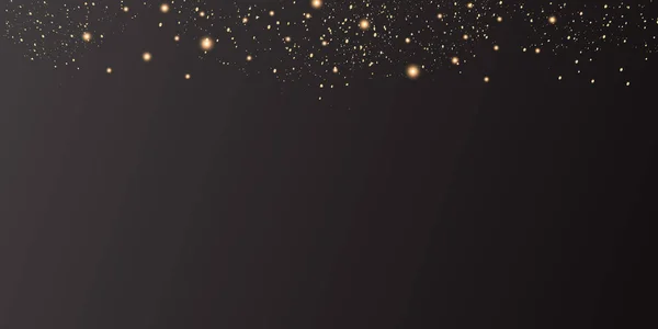 Christmas Background Black Simple Glowing Vector Gold Falling Glitter Confetti — Vetor de Stock