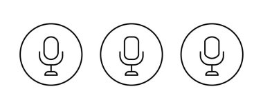 mikrofon simgeleri düğmesi, vektör, işaret, sembol, logo, illüstrasyon, düzenlenebilir vuruş, düz tasarım biçimi beyaz üzerine izole edilmiş