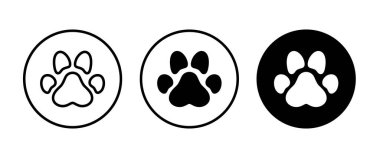 Pençe izi ikonu, Kedi pençesi izi. Hayvan izleri logosu. Hayvan ayak izi simgeleri düğmesi, vektör, işaret, sembol, logo, illüstrasyon, düzenlenebilir vuruş, düz tasarım biçimi beyaz çizgisel piktogramda izole edilmiş