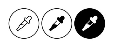 Göz damlası simgesi, pipet, ilaç damlası vektörü, işaret, sembol, logo, illüstrasyon, düzenlenebilir vuruş, düz tasarım biçimi beyaz üzerine izole edilmiş