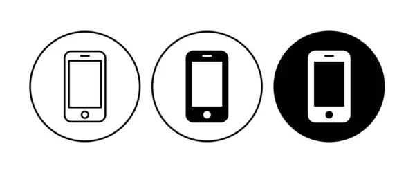 电话图标 智能手机图标按钮 可编辑笔划 白色线形象形文字隔离的平面设计风格 — 图库矢量图片