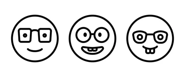 Nerd Face Emoji Icon Emoticon Inteligente Com Vidros Muitas Vezes — Vetor de Stock