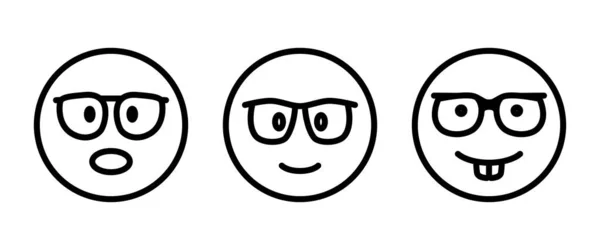Nerd Face Emoji Icon Emoticon Inteligente Com Vidros Muitas Vezes — Vetor de Stock