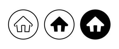 Ev ikonu. ev simgeleri düğmesi, vektör, işaret, sembol, logo, illüstrasyon, düzenlenebilir vuruş, beyaz üzerine izole düz tasarım biçimi