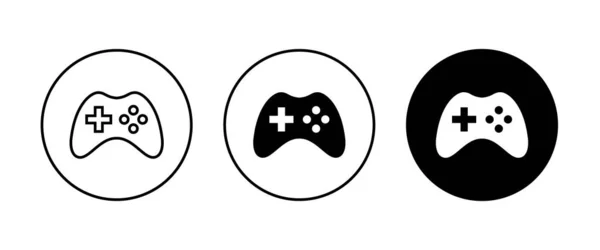 最小游戏符号 流式现代游戏 无线控制器图标 游戏垫或摇杆图标向量 可编辑笔划 白色隔离的平面设计风格 — 图库矢量图片