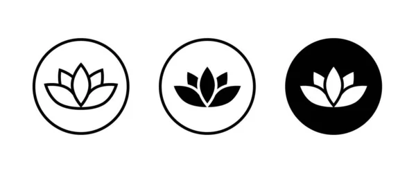 Lotusblumen Lotus Lilienblüten Ikone Spa Symbole Taste Vektor Zeichen Symbol — Stockvektor