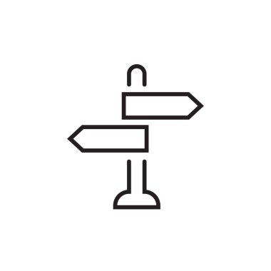 İşaret çubuğu simgesi, bilgi, yön, ok vektörü, işaret, sembol, logo, illüstrasyon, düzenlenebilir vuruş, düz tasarım biçimi beyaz çizgide izole edilmiş