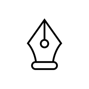 Kalem aracı imleci. Dolma kalem ucu kabartma vektörü, işaret, sembol, logo, illüstrasyon, düzenlenebilir vuruş, düz tasarım biçimi beyaz çizgide izole edilmiş.