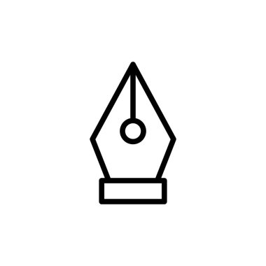 Kalem aracı imleci. Dolma kalem ucu kabartma vektörü, işaret, sembol, logo, illüstrasyon, düzenlenebilir vuruş, düz tasarım biçimi beyaz çizgide izole edilmiş.