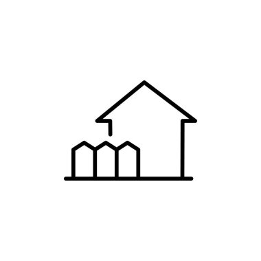 çit simgesi, bahçe simgeleri vektörü, işaret, sembol, logo, illüstrasyon, düzenlenebilir vuruş, düz tasarım biçimi beyaz çizgide izole edilmiş