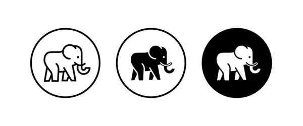 Elefante Animale Selvatico Icona Vettore Segno Simbolo Logo Illustrazione Tratto — Vettoriale Stock