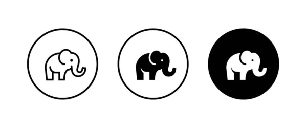 Elefante Animale Selvatico Icona Vettore Segno Simbolo Logo Illustrazione Tratto — Vettoriale Stock