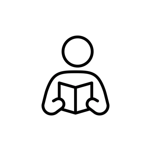 Pessoa Lendo Ícone Livro Vetor Ícone Leitura Sinal Símbolo Logotipo —  Vetores de Stock