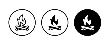 Ateş alev ikonu vektörü, işaret, sembol, logo, illüstrasyon, düzenlenebilir vuruş, düz dizayn biçimi beyaz doğrusal izole edilmiş