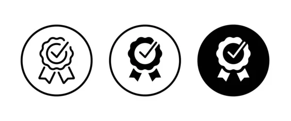 Geprüftes Oder Zertifiziertes Medaillensymbol Flachem Design Rosetten Symbol Prämienvektor Zeichen — Stockvektor