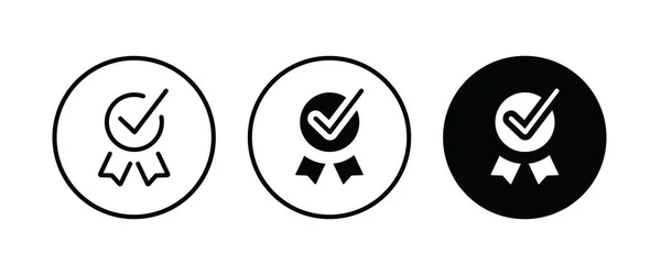 Approved Certified Medal Icon Flat Design Rosette Icon Award Vector — Stock vektor