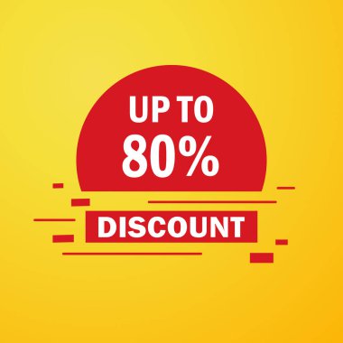 Satışlarda yüzde 80 'e kadar indirim var. İndirimli fiyat tabelası. Özel teklif sembolü. İndirimli rozet vektörü illüstrasyonu. Mağaza ve satış afişleri için mükemmel tasarım 80 Off Shopping 'e kadar