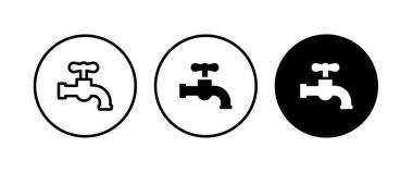 su musluğu ikonu vektörü, işaret, sembol, logo, illüstrasyon, düzenlenebilir vuruş, düz tasarım biçimi beyaz doğrusal izole edilmiş