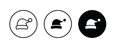 Noel Baba şapkası simgesi, Noel Baba Noel Baba şapkası simgeleri, düzenlenebilir felç, düz tasarım tarzı beyaz çizgisel piktogram, düğme, vektör, işaret, logo, illüstrasyon