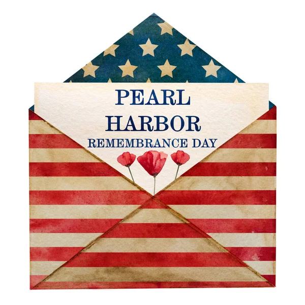 Dia Lembrança Pearl Harbor Saudação Inscrição Fundo Bandeira Americana Perto — Fotografia de Stock