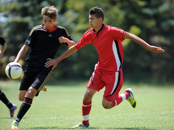 Nagybajom - liceul sportiv onder 18 soccer Spel — Stockfoto