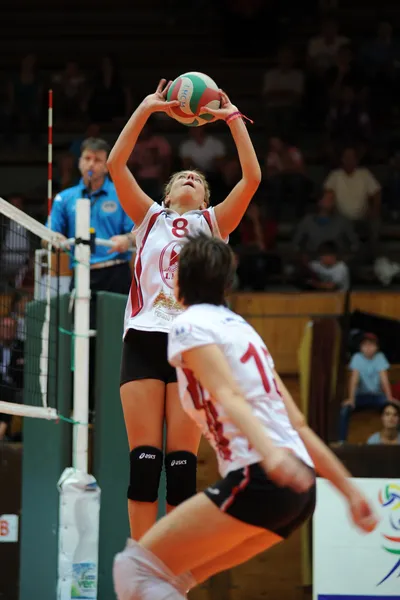 Kaposvar - Ujpest volleyballkamp – stockfoto