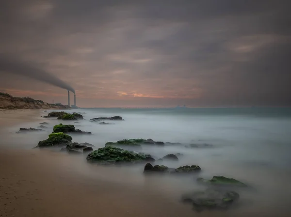 Pobřeží Středozemního Moře Zimě Izrael Aškelon Střední Východ — Stock fotografie