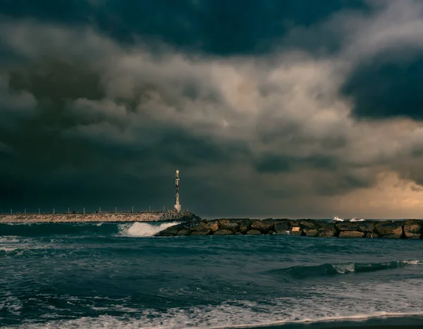 Faro Ashkelon Inverno Con Tempo Diverso Israele Ashkelon Medio Oriente — Foto Stock