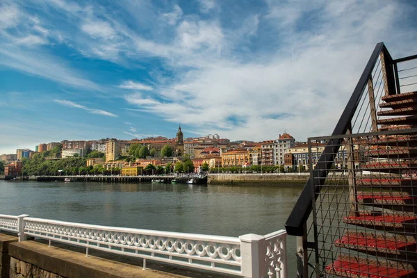 Ponte Trasporto Biscaglia Nella Città Bilbao Attraverso Fiume Nervion Spagna — Foto Stock