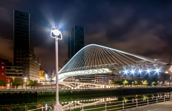 Pedestrian bridge in the city of Bilbao across the river Nervion.Spain Bilbao May 2022