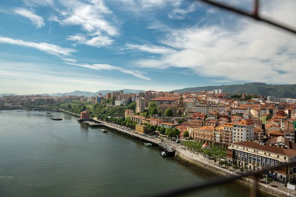 View from the observation deck of the Biscay Bridge to the suburbs of Bilbao. Spain Bilbao May 2022
