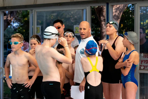 Children Different Ages Swimming Pool Building Training Israel Ashkelon April — ストック写真